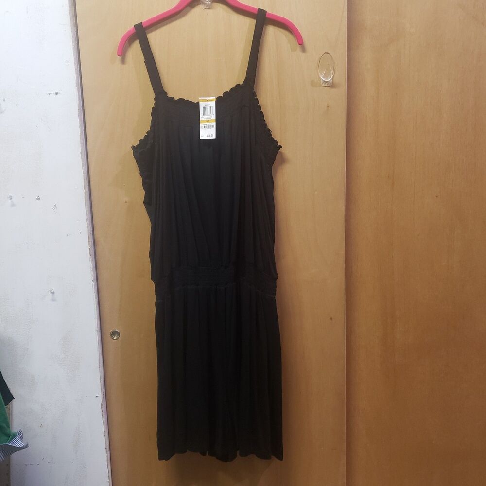 NWT AMERICAN RAG CIE Black sleeveless romper 3X ZZZ Shoulder-hem 35" Pit-pit 21"